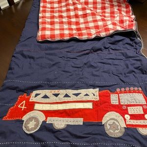 Pottery Barn Kids Firetruck Navy blue sleeping bag